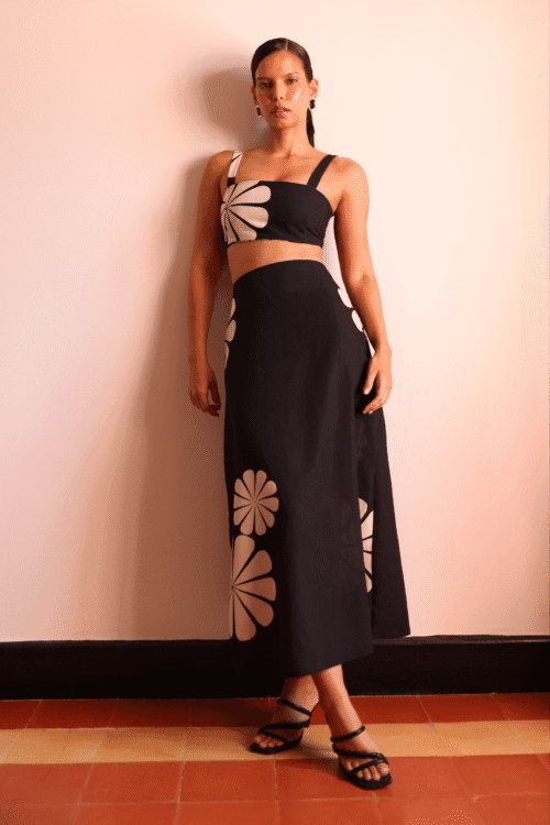 MAKARENA BLACK MIDI SKIRT